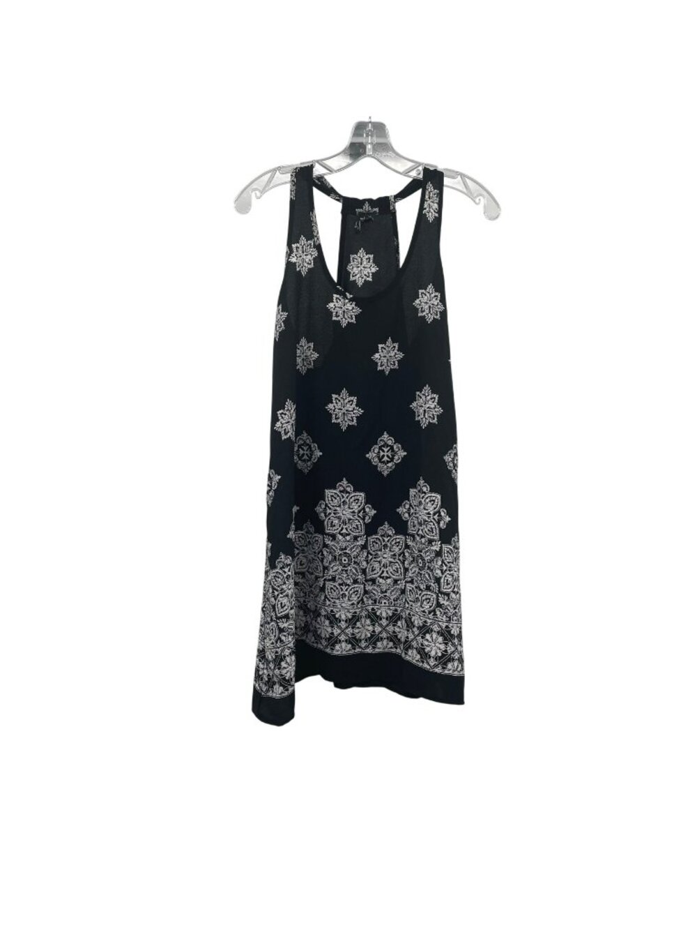 Portocruz Womens Sheer Shift Dress Sleeveless Racerback Black/White Size Medium